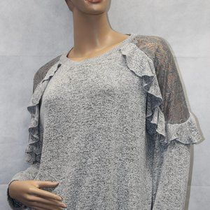 Inspired Hearts Lace Shoulder Long Sleeve Top